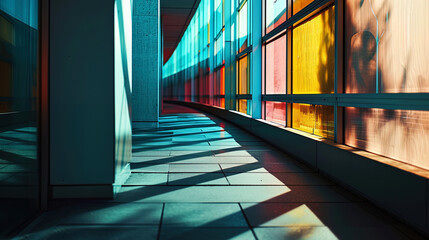 A photograph with abstract reflections where light and glass form amazing geometric patterns