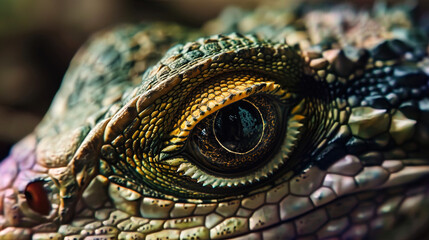 Fototapeta premium The eye of a lizard, expressing dexterity and cunning, like the gaze of a secretive predator in an