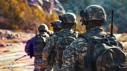 Military foremen leading briefing before an important operation - obrazy, fototapety, plakaty