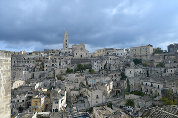 Obraz premium Panoramic view of Matera, an ancient city in Basilicata in Italy.