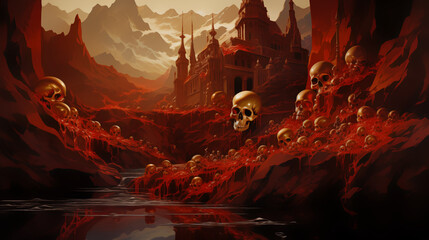 Mountain of skull isolation background, Illustration