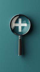 Magnifying Glass With White Cross, A Tool for Precise Examination
