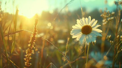Gänseblümchen in der Sonne auf einem Feld