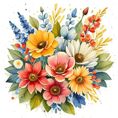 Vibrant Watercolor Festivity, a Floral Symphony on a Joyful Canvas.