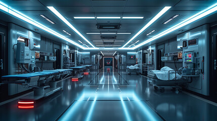 Modern hospital wards with the latest medical equipment, and modern medicine. Futurist. - obrazy, fototapety, plakaty