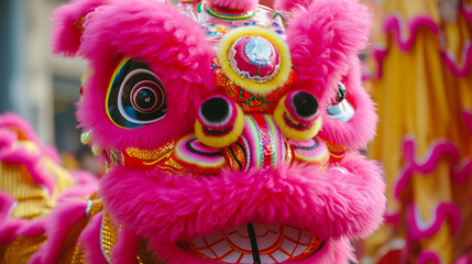 Lion dance, Chinese New Year background. 