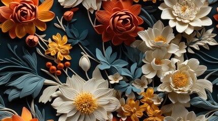  a close up of a bunch of flowers with many colors of flowers on the side of the picture and flowers on the side of the picture.