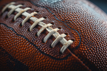 american football extreme close up. Superbowl background or wallpaper for campaigns - Powered by Adobe