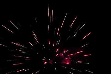Firework. Colorful festive fireworks, standing out against the black sky. A shot of a bright fireworks explosion. Explosion. Firework. An overlay. new year. christmas, independence day, birthday, holi