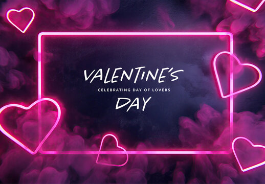Valentines Neon Framing Background With 3 Design Options and Generative ai