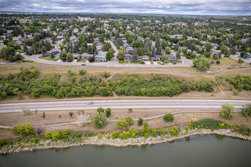 er Heights Neighborhood Aerial View in Saskatoon