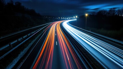 Fototapeta na wymiar lights of cars driving at night. long exposure 