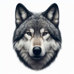 Portrait of a wolf on a isolated white background. 