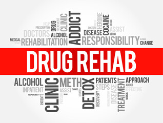Drug Rehab word cloud collage, health concept background