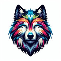 Wolf head. Colorful vector illustration. Isolated on white background.