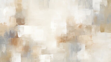  a beige and blue abstract painting with white and brown squares on the bottom of the painting and the bottom half of the painting.