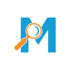 Initial Magnifying Logo combine with letter M vector template