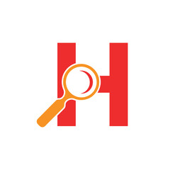 Initial Magnifying Logo combine with letter H vector template