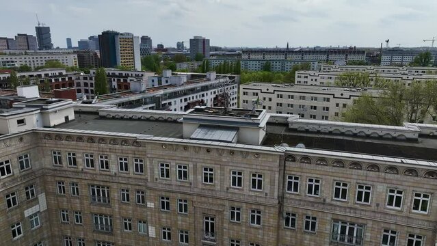 Aerial view of Berlin downtown with residential buildings, Mitte, Berlin, Germany.