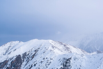 Fototapeta na wymiar Winter landscape in the mountains not far from Almaty.
