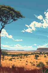 Serengeti Serenity - Ultradetailed Illustration for Banners, Covers, and More