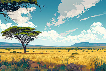 Serengeti Serenity - Ultradetailed Illustration for Banners, Covers, and More
