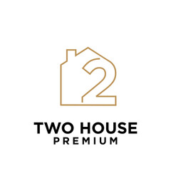 Two House letter logo icon design illustration template