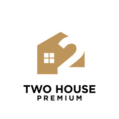 Two House letter logo icon design illustration template