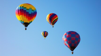 Fototapeta na wymiar Hot Air Balloon Adventure. Colorful balloons soaring against a clear sky