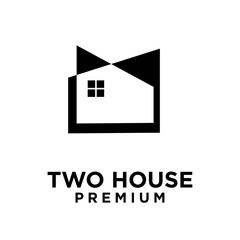 Two House letter logo icon design illustration template