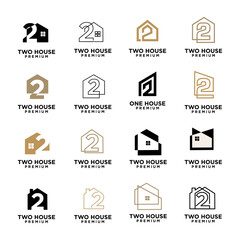 Two House letter logo icon design illustration template