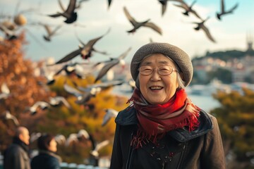おでかけを楽しむ日本人のおばあさん（シニア・高齢者・旅行） - obrazy, fototapety, plakaty