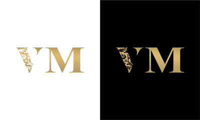 initials VM logo design vector - obrazy, fototapety, plakaty