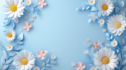 Naklejka na ściany i meble Cute floral frame background with copy space