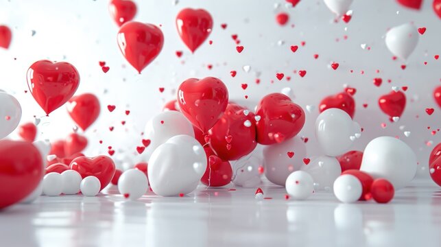 images of red and white balloons in a room