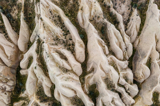 Aerial view of Goreme Valley and National Park rock formation, Cappadocia, Nevsehir, Turkey.