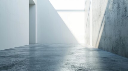 Obraz premium Abstract empty room with concrete floor and white wall