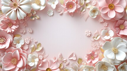 Cute floral frame background with copy space