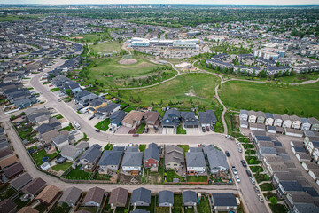 Hampton Village Neighborhood Aerial View in Saskatoon