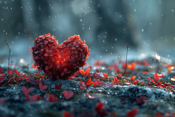 a shaped heart on a pristine background, a valentine concept