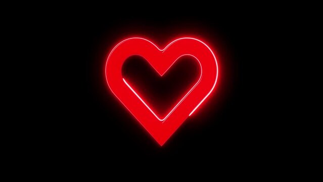  Red heart icon transformation animation from outline to red filled heart, post like on Instagram. love icon.