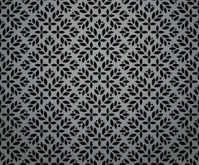 Fototapeta premium Flower geometric pattern. Seamless vector background. Gray and black ornament