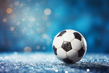 Obraz premium Soccer Ball on Stadium Background in Soccer Field