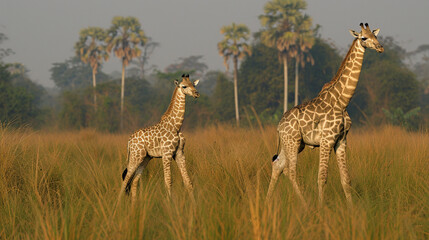 Fototapeta premium giraffe in the savannah