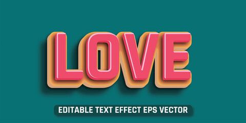 Love pink color Editable 3d Text effect eps vactor