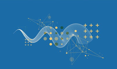 Modern science or technology art background. Hand drawn Vector wireframe tentacle.