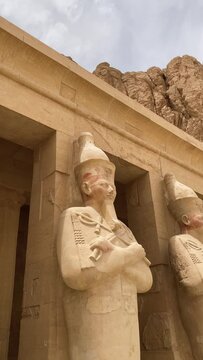 hatshepsut temple sculptures egypt vertical 4k