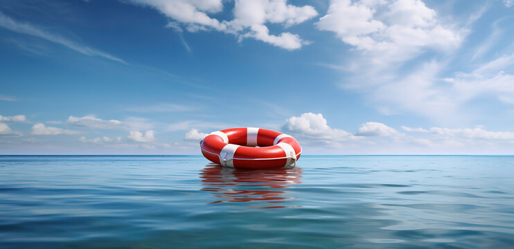 image of a red and white floating life preserver