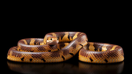 Obraz premium Coiled Snake on Dark Background