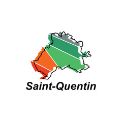 Map of Saint Quentin City colorful geometric modern outline, High detailed vector illustration vector Design Template, suitable for your company